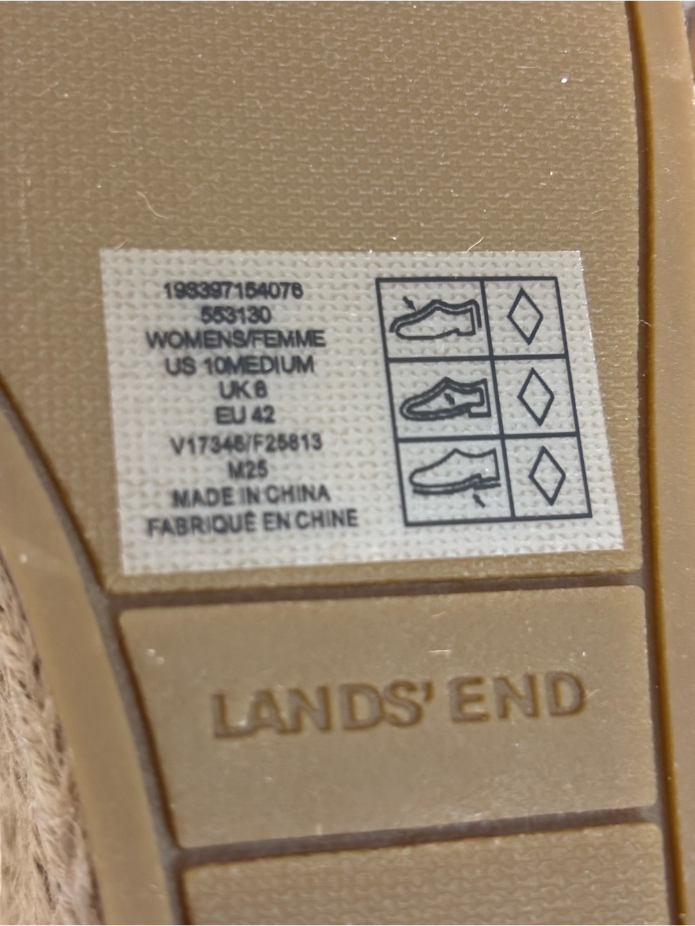 NWT Lands' End White Leather Strappy Espadrille Wedge Sandals 10 - Picture 9 of 10